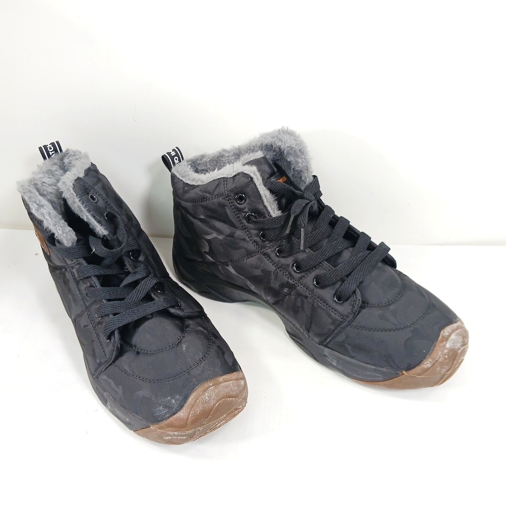 Quatchi Mens Black Camo Faux Fur Lined High Top Winter Boots Size 44(Aprox 10.5)
